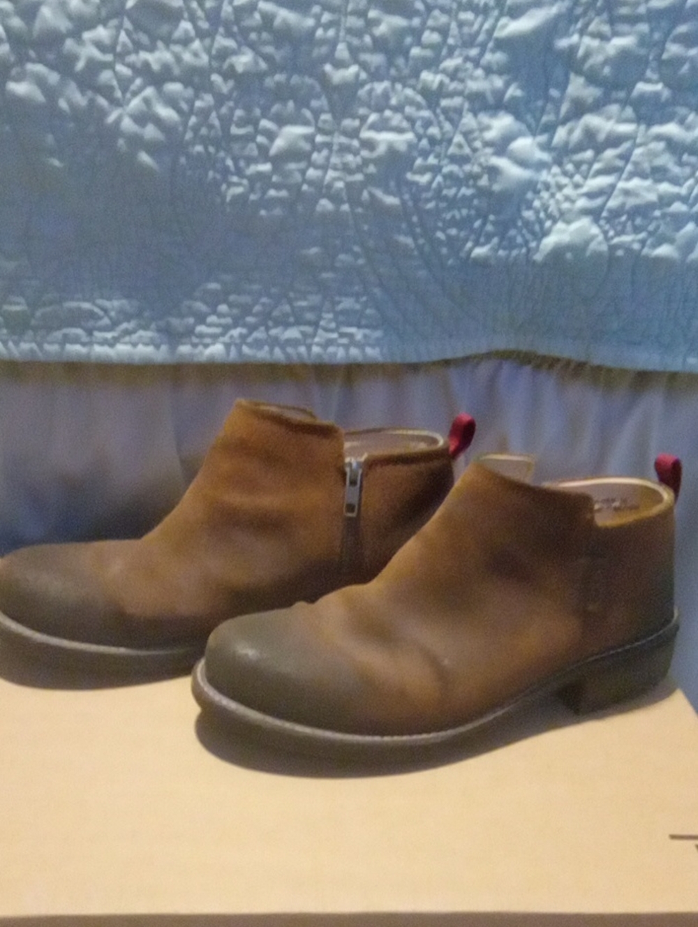 Women's Brown Leather Zip Casual Boots